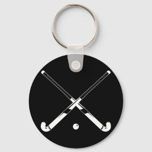 Field Hockey Silhouette Keychain Black