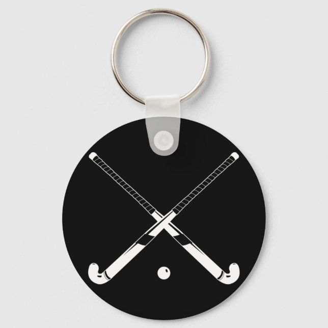 Field Hockey Silhouette Keychain Black (Front)