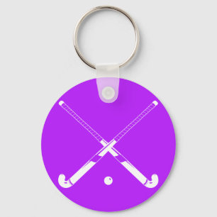 Field Hockey Silhouette Keychain Purple