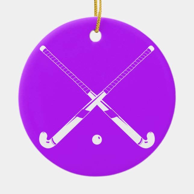 Field Hockey Silhouette Ornament Purple (Front)