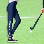 Field Hockey Sport Team Name Monogram School Colou Leggings<br><div class="desc">Your field hockey team will love these cool leggings with your team name running along both legs. You can also add a monogram at the bottom - just above the ankle (or delete). Change the background colour to match your school colours, just click on "customize it" and then the small...</div>