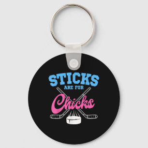 Field Hockey Sticks For Chicks Sweeper Goalkeeper Keychain