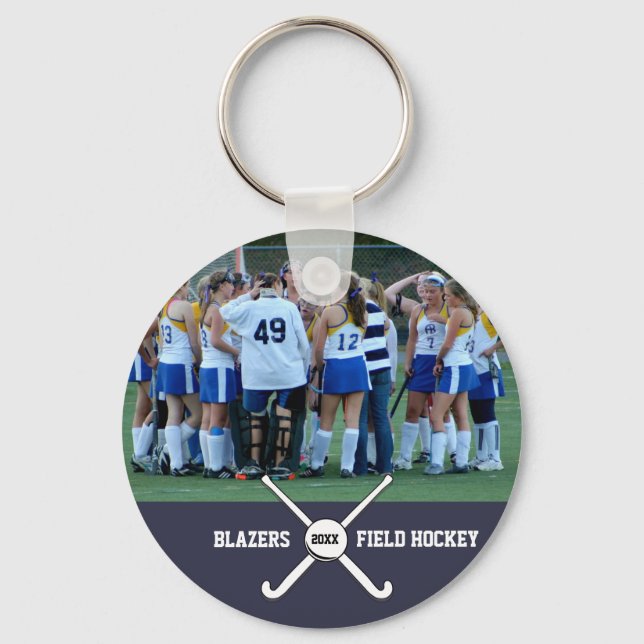 Field Hockey Team Player Photo Name Number Custom Keychain (Front)