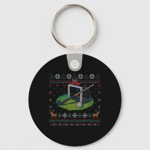 Field Hockey Ugly Christmas Sweater Ll Sports Play Keychain