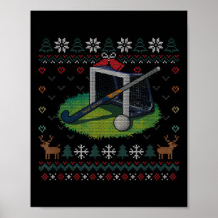 Field Hockey Ugly Christmas Sweater Ll Sports Play Poster