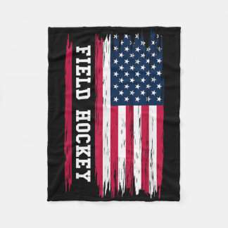 Field Hockey Usa American Flag Hockey Player Sport Fleece Blanket