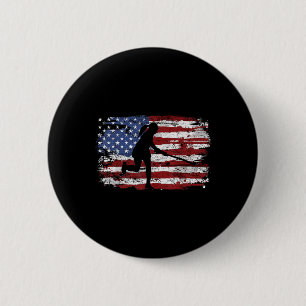Field Hockey Vintage Usa Flag  2 Inch Round Button