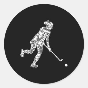 Field Hockey Women Girls Classic Round Sticker