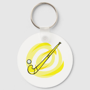 Field Hockey yellow logo Keychain