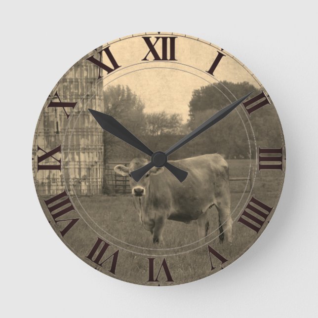 Field Jersey Cow Clockface Round Clock (Front)