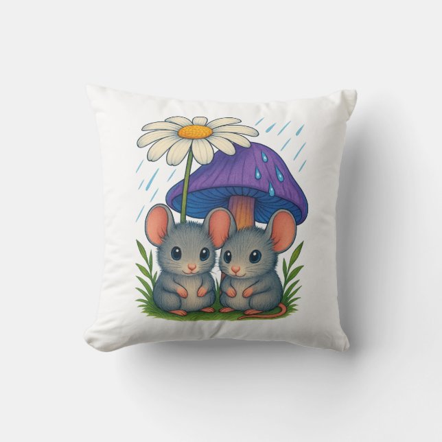 Field Mouse Friends  Throw Pillow (Front)