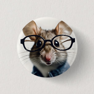 Field mouse Wearing Glasses 1 Inch Round Button