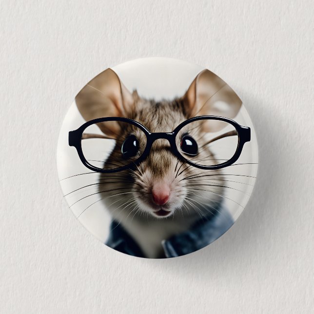 Field mouse Wearing Glasses 1 Inch Round Button (Front)