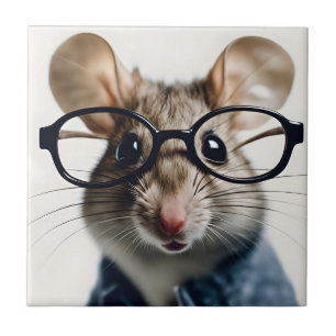 Field mouse Wearing Glasses Tile