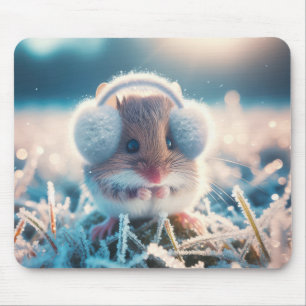 Field Mouse With Earmuffs Mouse Pad