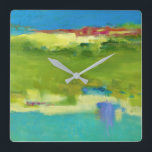 Field Notes - Abstract Green Art Square Wall Clock<br><div class="desc">Field Notes by Janet Bothne. Features a modern,  abstract design using primarily green colours.| 141462FN</div>