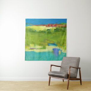 Field Notes - Abstract Green Art Tapestry