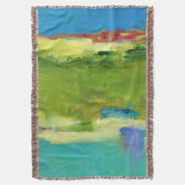 Field Notes - Abstract Green Art Throw Blanket (Front Vertical)