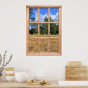 Field of Barley View from a Window Poster