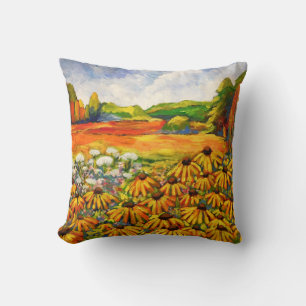 Field of Black Eyed Susan Throw Pillow