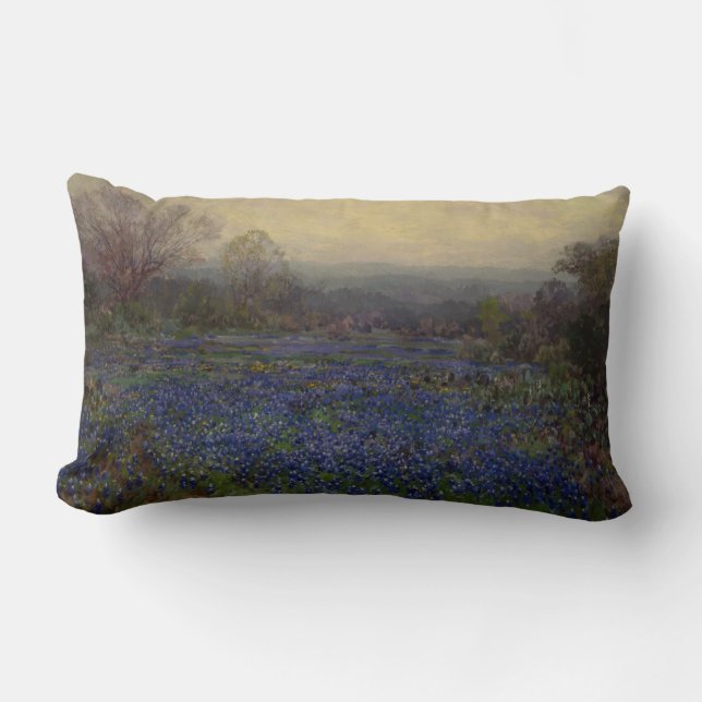 Field of Bluebonnet Flowers (Rural Landscape) Lumbar Pillow (Front)
