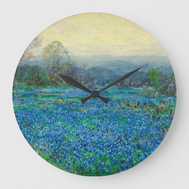 Field of Bluebonnets, 1918-1920 by Julian Onderdon Large Clock (Front)