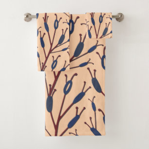 Field of Cat Tails against a Peach Background Bath Towel Set