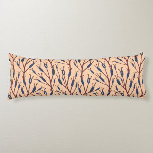 Field of Cat Tails against a Peach Background Body Pillow