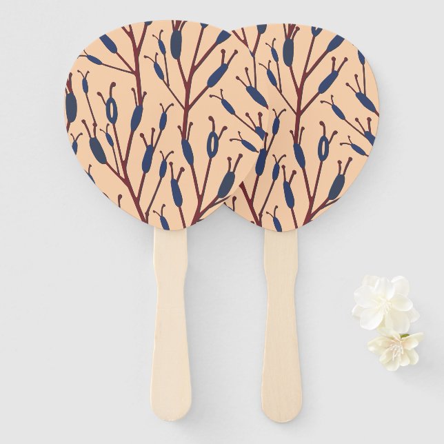 Field of Cat Tails against a Peach Background Hand Fan (Front and Back)