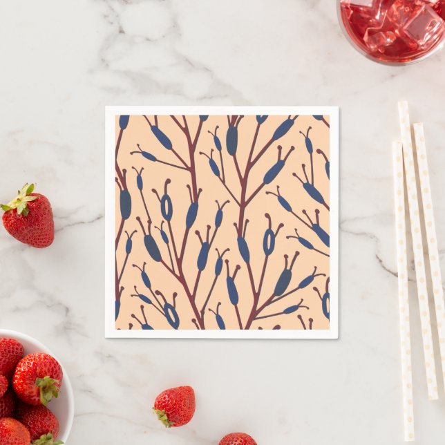 Field of Cat Tails against a Peach Background Napkin (Insitu)