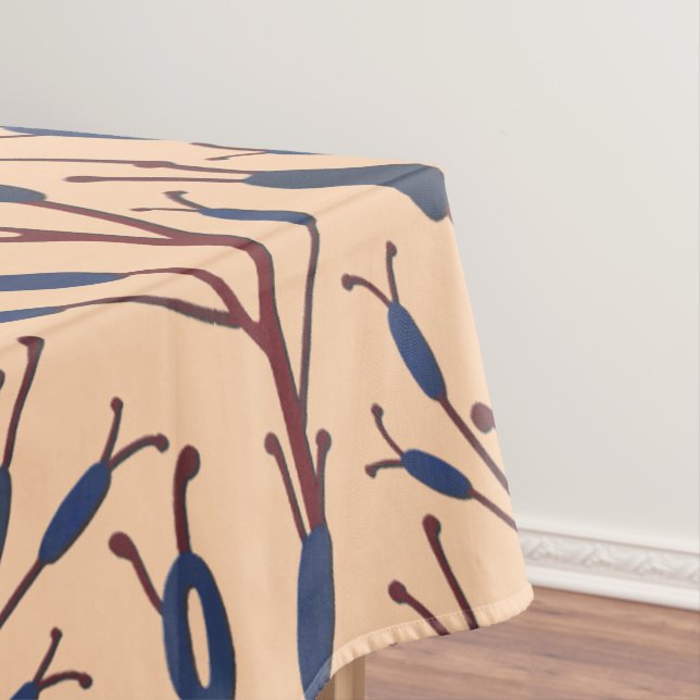 Field of Cat Tails against a Peach Background Tablecloth (In Situ)