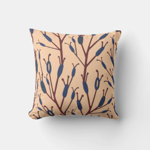 Field of Cat Tails against a Peach Background Throw Pillow