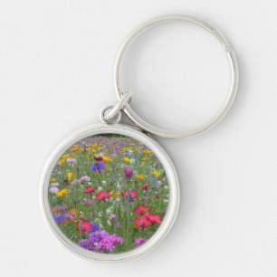 Field of Colourful Flowers Keychain