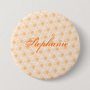 Field of Daisies Button, Orange Flowers 3 Inch Round Button