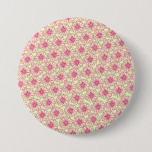 Field of Daisies Button, Pink Flowers 3 Inch Round Button