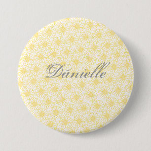 Field of Daisies Button, Yellow Flowers 3 Inch Round Button