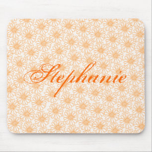 Field of Daisies Mousepad, Orange Flowers Mouse Pad