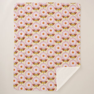 Field of Daisies pink Sherpa Blanket