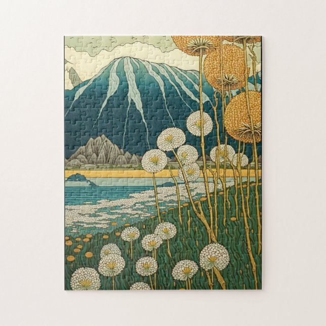 Field of Dandelions Japanese Art Jigsaw Puzzle (Vertical)