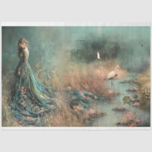 Field of Dreams Lake Landscape Portrait & Flamingo Tissue Paper