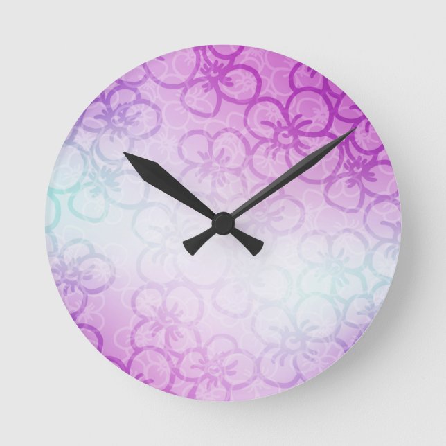 Field Of Flower - Purple Round Clock (Front)