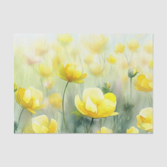 Field of Flowers-Buttercups (D) Watercolor  Tissue Paper (Front)