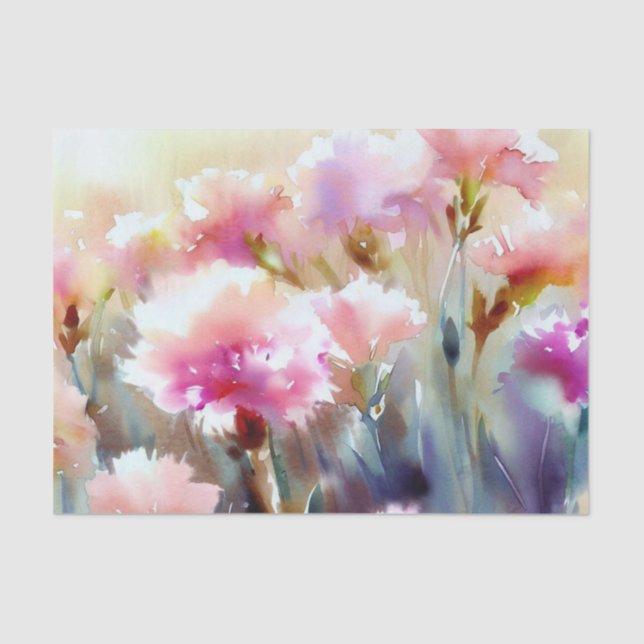 Field of Flowers-Carnation (D) Watercolor  Tissue Paper (Front)