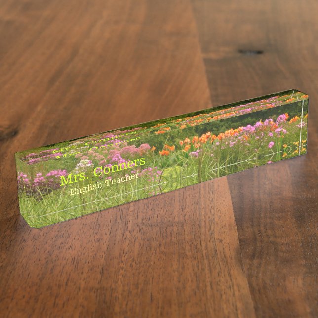 "FIELD OF FLOWERS" CUSTOMIZABLE DESK NAMEPLATE (Side)