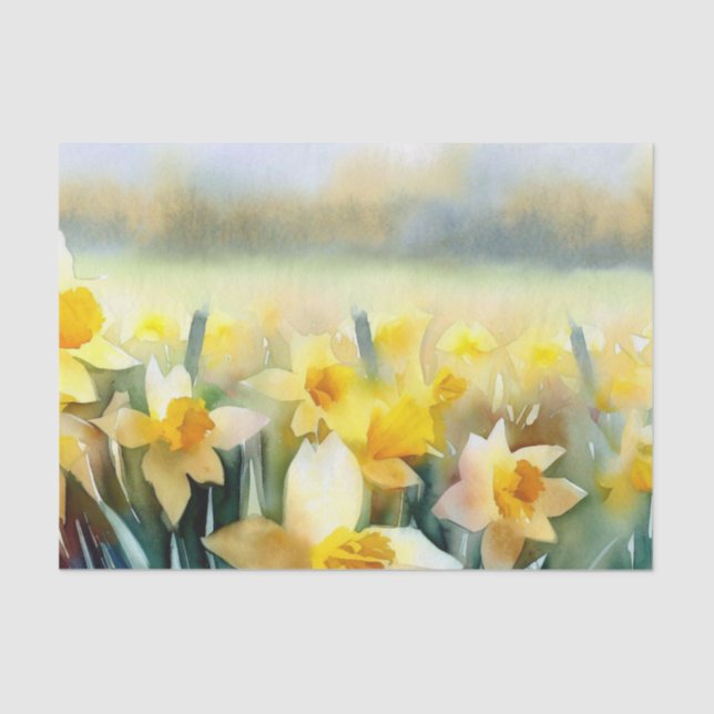 Field of Flowers-Daffodil (B) Watercolor  Tissue Paper (Front)