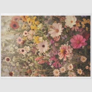 Field of flowers daises bright colours decoupage tissue paper