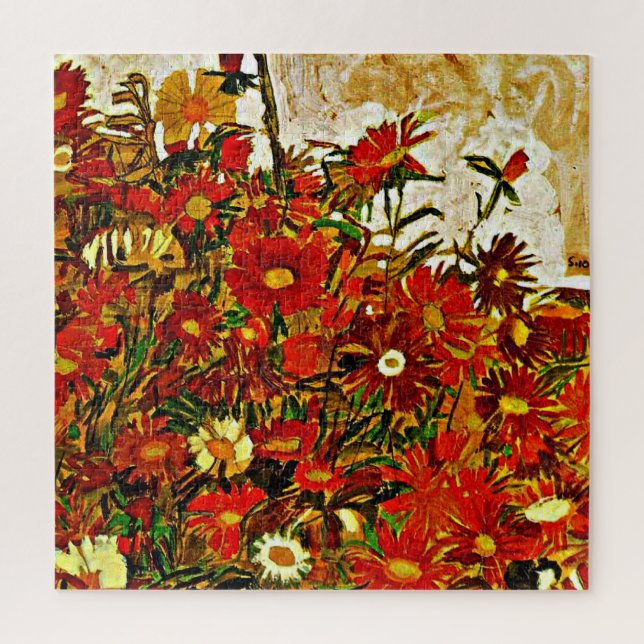 Field of Flowers - Egon Schiele artwork, Jigsaw Puzzle (Vertical)