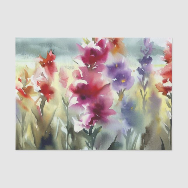 Field of Flowers-Gladiolus (C) Watercolor  Tissue Paper (Front)