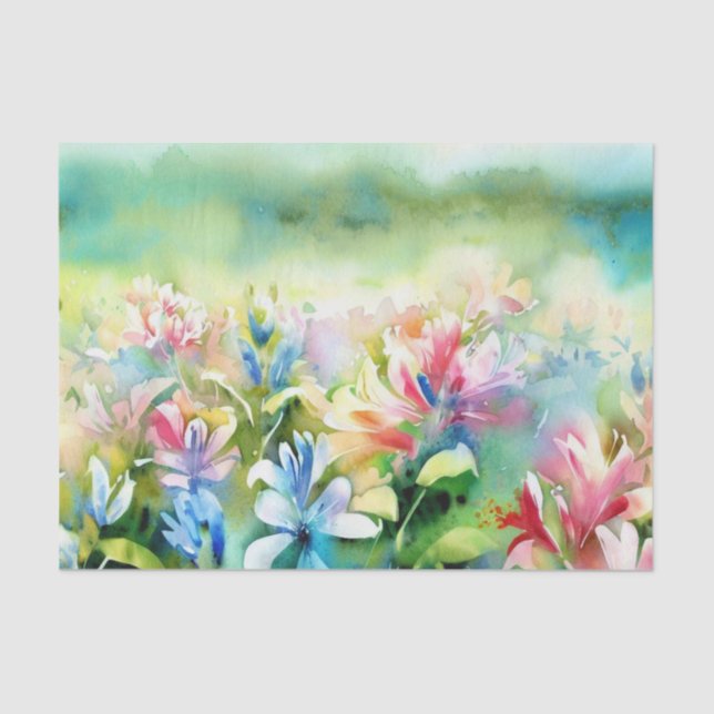 Field of Flowers-Honeysuckle (B) Watercolor  Tissue Paper (Front)
