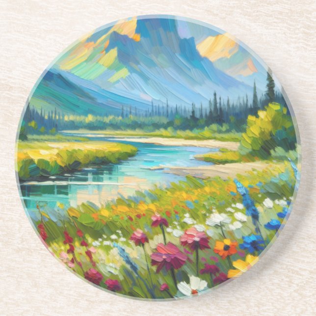 Field of Flowers in the Mountains Coaster (Front)